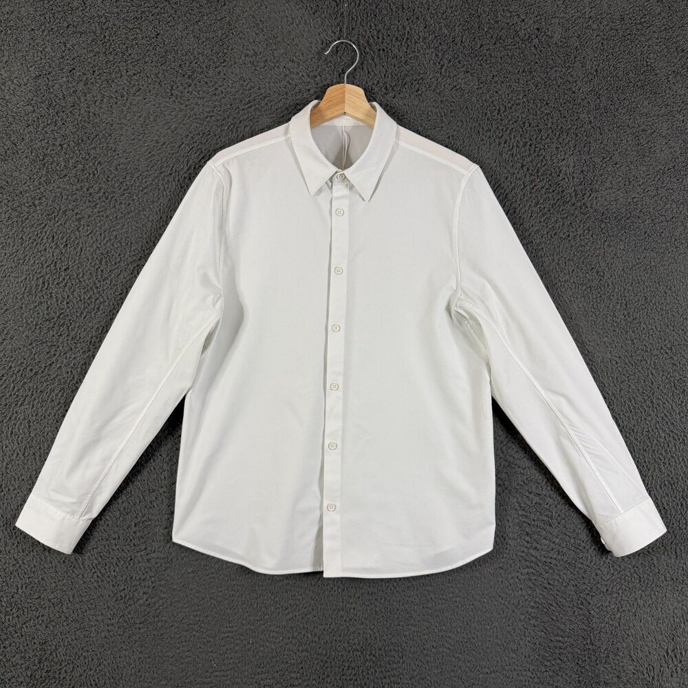 Lululemon Commission Shirt Mens Medium White Slim Fit Stretch Long Sleeve